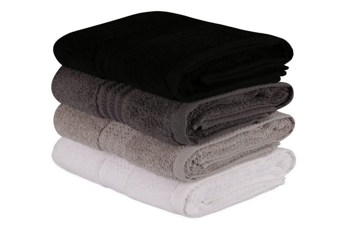 Handduk Hobby 50x90 cm 4-pack - Vit/Grå/Mörkgrå/Svart - Textil & mattor - Badrumstextil