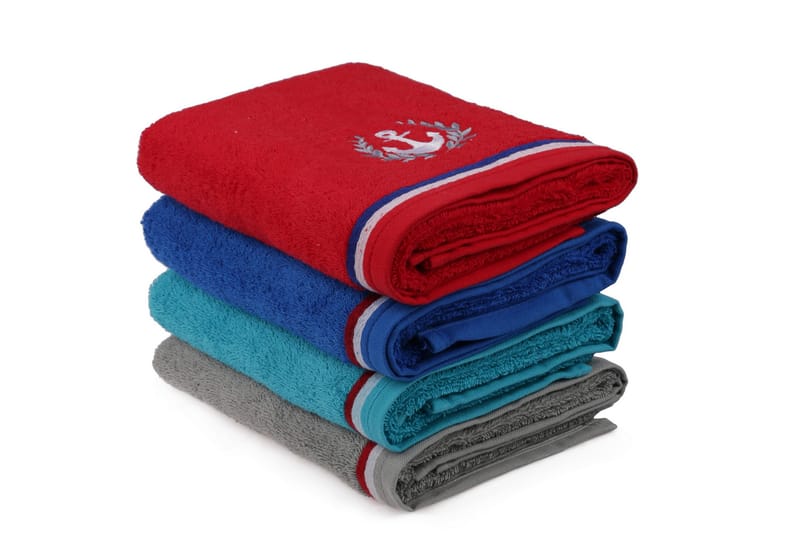 Handduk Rhuddlan 4-pack - Röd/Grå/Turkos/Blå - Textil & mattor - Badrumstextil - Handdukar