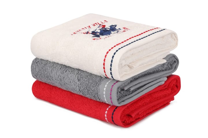 Handduk Romilla 3-pack - Vit/Röd/Grå - Textil & mattor - Badrumstextil