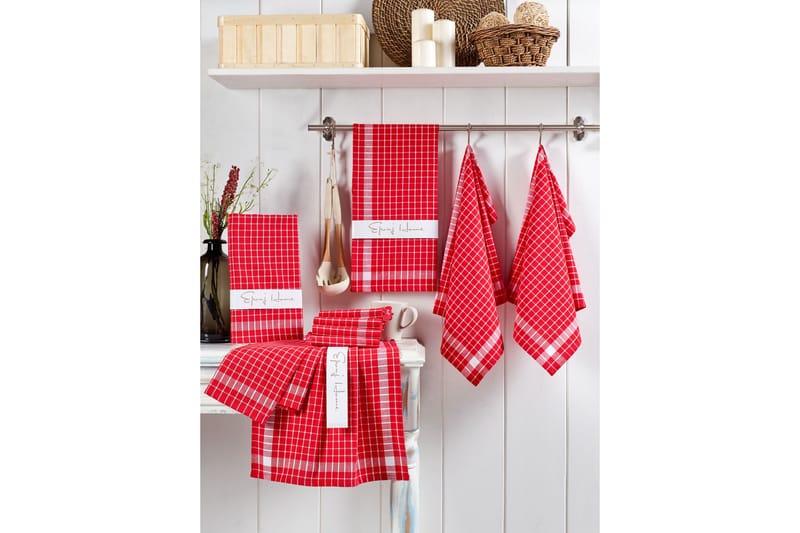 Tvättlapp Hedon 10-pack - Röd/Vit - Textil & mattor - Badrumstextil