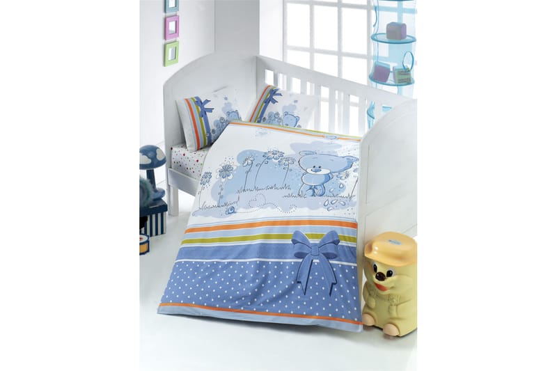 Bäddset Victoria Baby 4-dels Ranforce - Blå|Vit|Grå|Orange - Textil & mattor - Barntextilier - Sängkläder barn - Bäddset barn