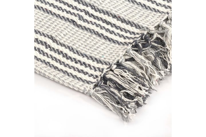Filt bomull ränder 125x150 cm grå och vit - Grå - Textil & mattor - Filt & pläd