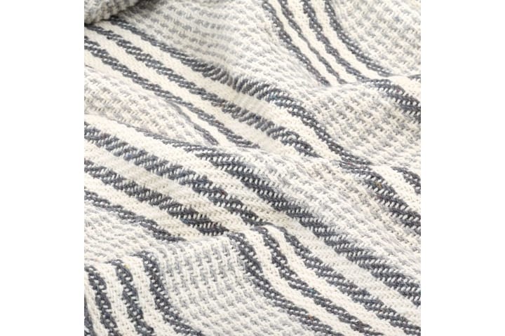 Filt bomull ränder 160x210 cm grå och vit - Grå/Vit - Textil & mattor - Filt & pläd
