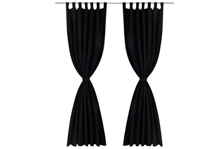 2-pack gardiner med öglor i svart microsatin 140x245 cm - Svart - Textil & mattor - Gardiner - Mörkläggningsgardiner