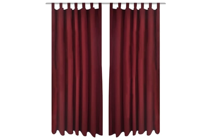 2-pack gardiner med öglor i vinröd microsatin 140x225 cm - Röd - Textil & mattor - Gardiner - Gardinlängder - Hanklängd