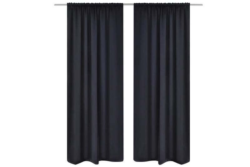 2-pack svarta gardiner med hyskupphängning 135x245 cm