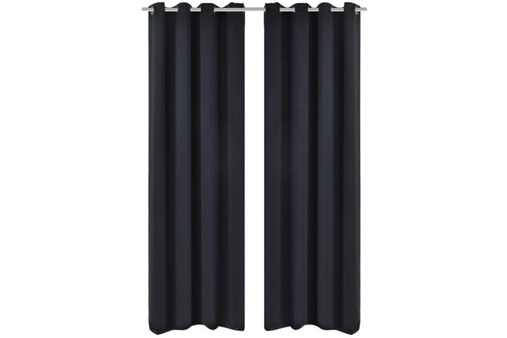 2-pack svarta mörkläggningsgardiner med metallringar 135x245 - Svart/Metall - Textil & mattor - Gardiner - Mörkläggningsgardiner