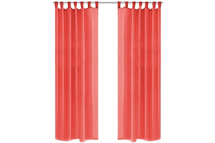 Gardiner i voile 2 st 140x175 cm röd - Röd - Textil & mattor - Gardiner - Mörkläggningsgardiner