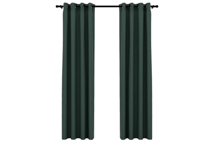 Mörkläggningsgardin med öljetter linnelook 2 st grön 140x245 - Grön - Textil & mattor - Gardiner - Gardinlängder - Hällängder