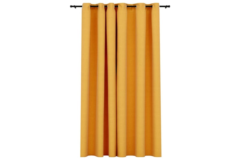 Mörkläggningsgardin med öljetter linnelook gul 290x245cm - Gul - Textil & mattor - Gardiner - Mörkläggningsgardiner