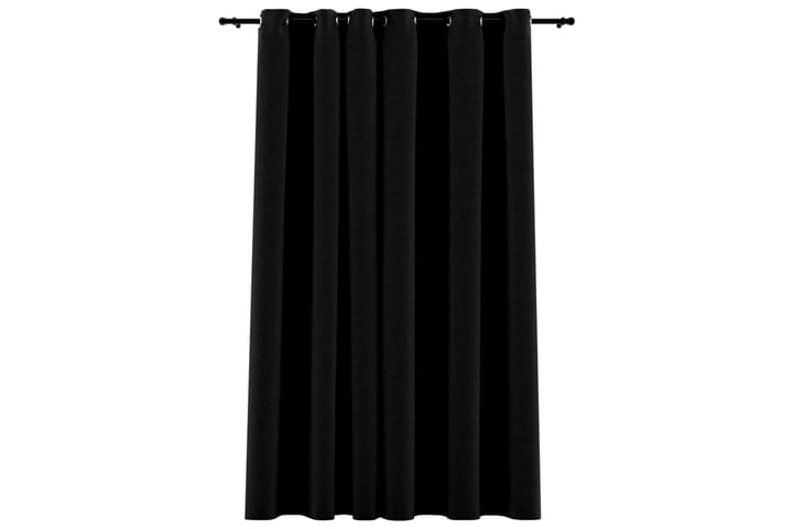 Mörkläggningsgardin med öljetter linnelook svart 290x245cm - Svart - Textil & mattor - Gardiner - Mörkläggningsgardiner