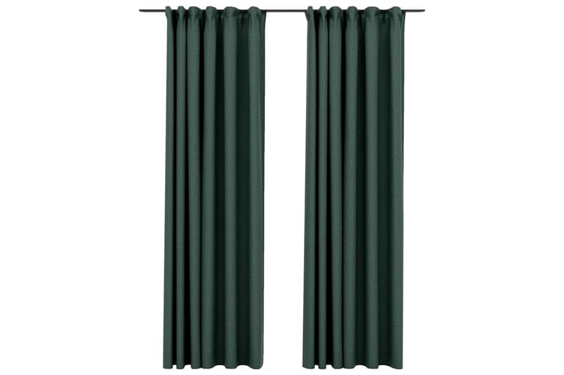 Mörkläggningsgardin med krokar linnelook 2 st grön 140x245 c - Grön - Textil & mattor - Gardiner - Gardinlängder - Hanklängd