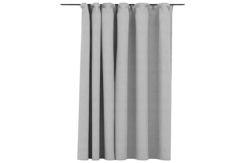 Mörkläggningsgardin med krokar linnelook grå 290x245 cm - Grå - Textil & mattor - Gardiner - Mörkläggningsgardiner