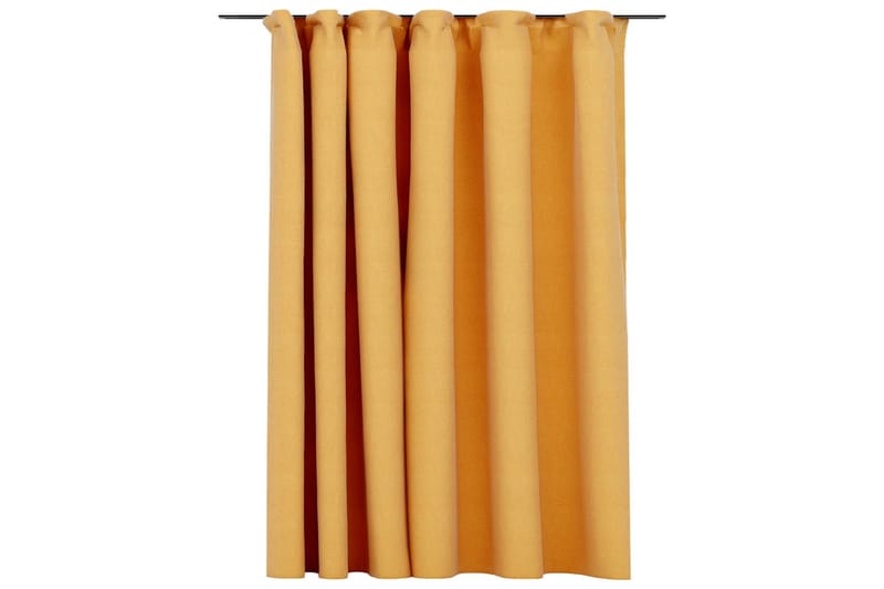 Mörkläggningsgardin med krokar linnelook gul 290x245 cm - Gul - Textil & mattor - Gardiner - Mörkläggningsgardiner