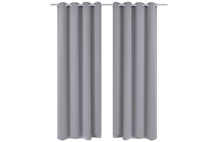 Mörkläggningsgardiner med metallringar 2 st 135x245 cm grå