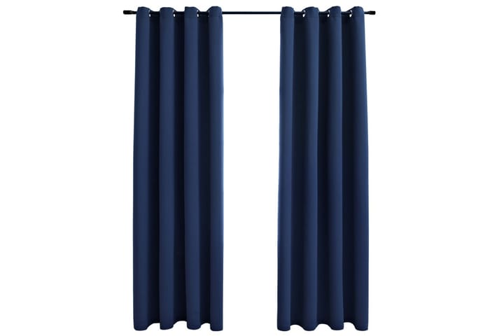 Mörkläggningsgardiner med metallringar 2 st blå 140x175 cm - Blå - Textil & mattor - Gardiner - Mörkläggningsgardiner
