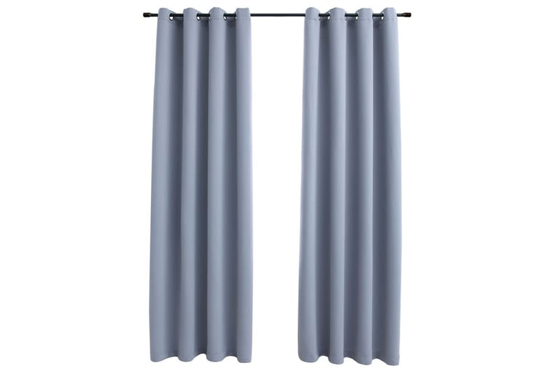 Mörkläggningsgardiner med metallringar 2 st grå 140x175 cm - Grå - Textil & mattor - Gardiner - Mörkläggningsgardiner