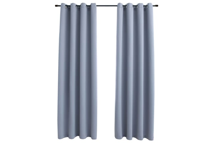 Mörkläggningsgardiner med metallringar 2 st grå 140x245 cm - Grå - Textil & mattor - Gardiner - Mörkläggningsgardiner