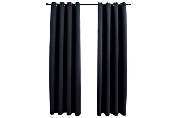Mörkläggningsgardiner med metallringar 2 st svart 140x175 cm - Svart - Textil & mattor - Gardiner - Gardinlängder - Hanklängd