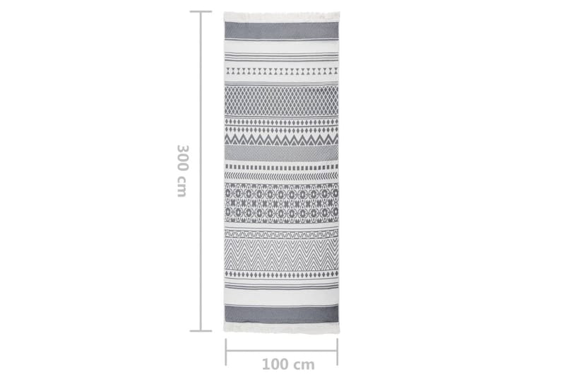 Matta grå och vit 100x300 cm bomull - Grå - Textil & mattor - Matta - Modern matta - Trasmatta