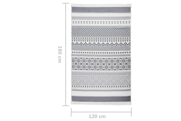 Matta grå och vit 120x180 cm bomull - Grå - Textil & mattor - Matta - Flatvävd matta