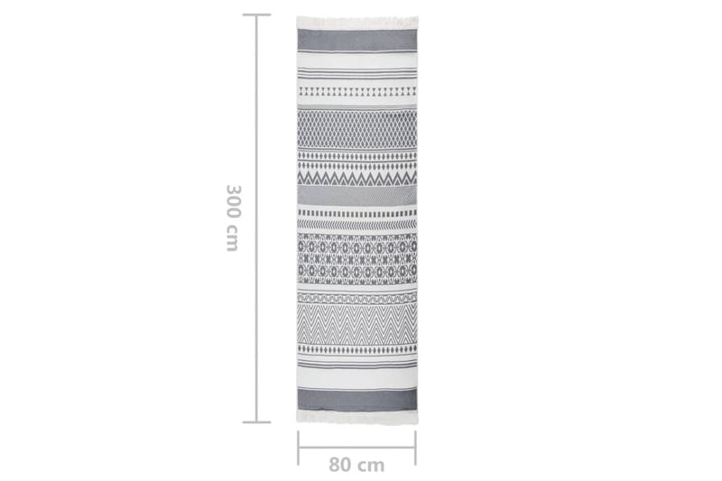 Matta grå och vit 80x300 cm bomull - Grå - Textil & mattor - Matta - Modern matta - Bomullsmatta