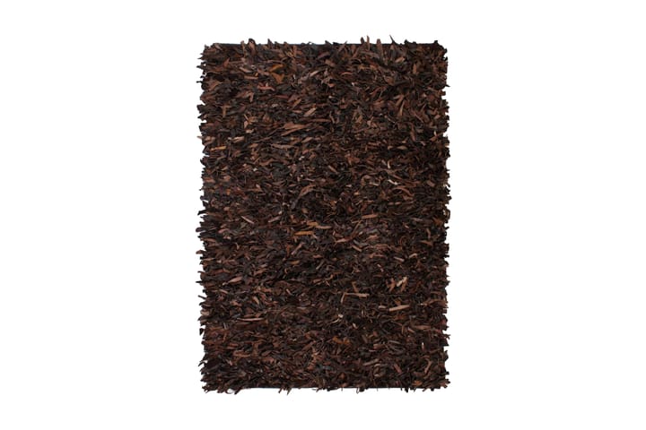 Shaggy-matta äkta läder 80x160 cm brun - Brun - Textil & mattor - Matta - Modern matta - Ryamatta