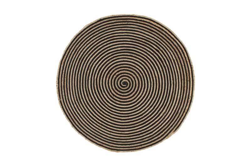 Handgjord jutematta med spiraldesign svart 120 cm - Svart - Textil & mattor - Matta - Modern matta - Sisalmatta
