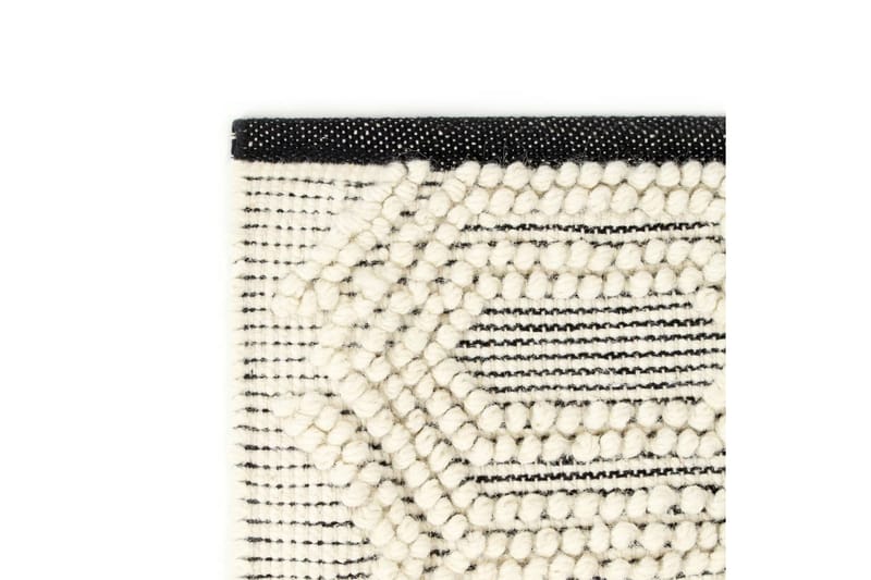 Matta handvävd ull 120x170 cm vit/svart - Vit - Textil & mattor - Matta - Modern matta - Ullmatta