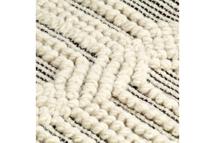 Matta handvävd ull 80x150 cm vit/svart - Vit - Textil & mattor - Matta - Modern matta - Ullmatta