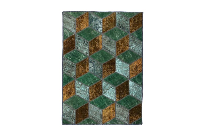 Handknuten Patchworkmatta Ull/Garn Flerfärgad 107x152cm - Flerfärgad - Textil & mattor - Matta - Stor matta