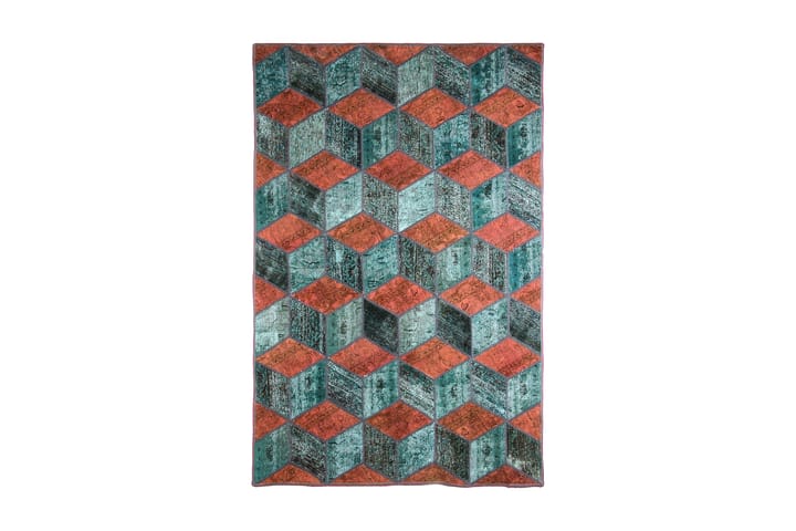 Handknuten Patchworkmatta Ull/Garn Flerfärgad 142x227cm - Flerfärgad - Textil & mattor - Matta - Modern matta - Ullmatta