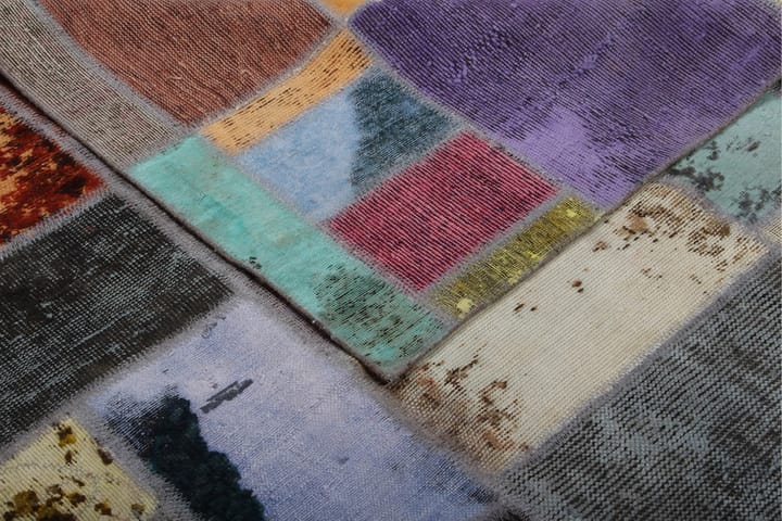 Handknuten Patchworkmatta Ull/Garn Flerfärgad 173x220cm - Flerfärgad - Textil & mattor - Matta - Orientalisk matta - Patchwork-matta