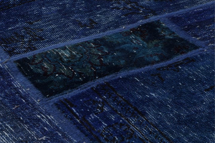 Handknuten Patchworkmatta Ull/Garn Mörkblå/Blå 138x214cm - Mörkblå|Blå - Textil & mattor - Matta - Orientalisk matta - Patchwork matta