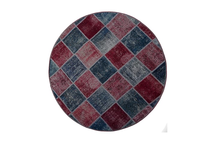 Handknuten Patchworkmatta Ull/Garn Röd/Blå 165x165cm - Röd|Blå - Textil & mattor - Matta - Orientalisk matta