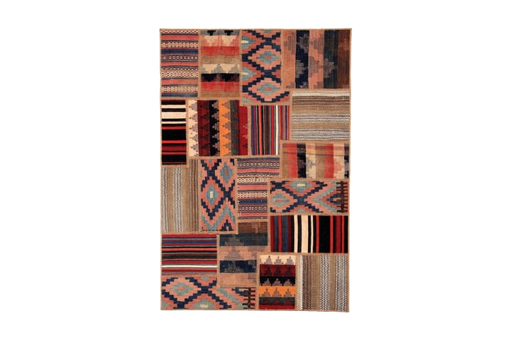 Handknuten Persisk Patchwork Ullmatta 102x152 cm Garn - Flerfärgad - Textil & mattor - Matta - Orientalisk matta