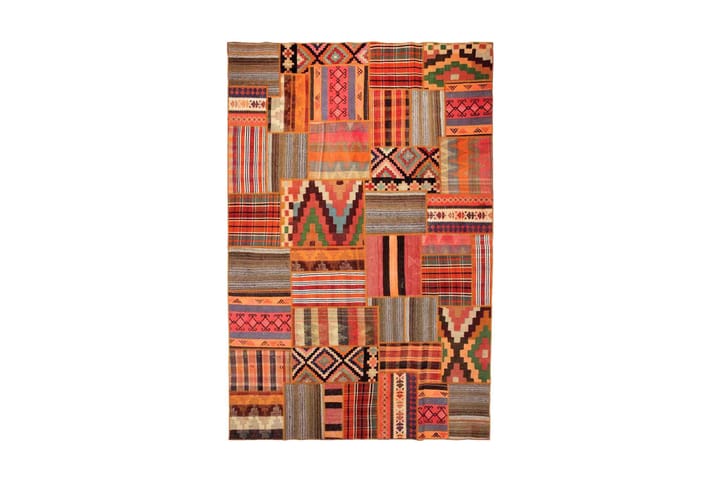 Handknuten Persisk Patchwork Ullmatta 202x300 cm Garn - Flerfärgad - Textil & mattor - Matta - Orientalisk matta - Patchwork matta