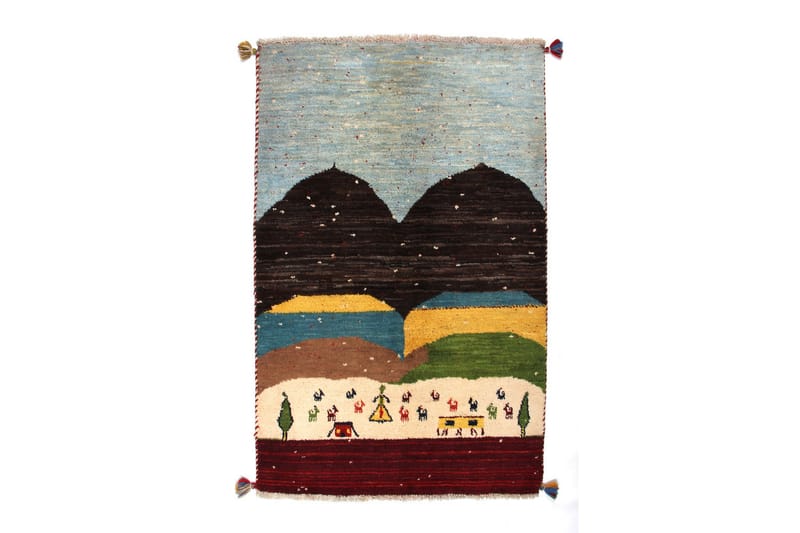 Handknuten Gabbeh Shiraz Ull Blå/Brun 93x148cm - Blå|Brun - Textil & mattor - Matta - Orientalisk matta