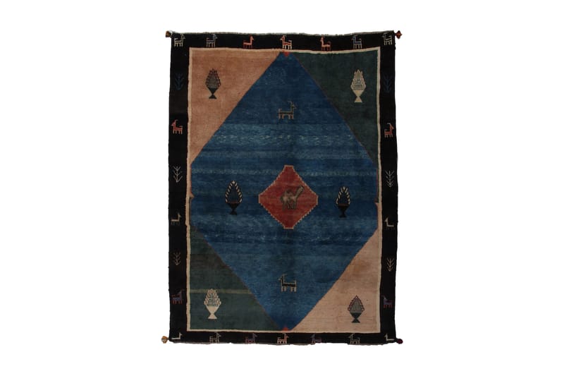 Handknuten Persisk Ullmatta 197x260 cm Gabbeh Shiraz - Blå/Svart - Textil & mattor - Matta - Orientalisk matta
