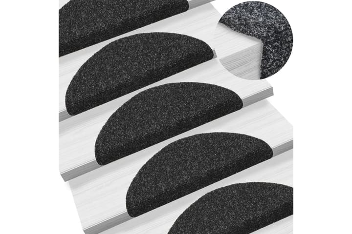 Trappstegsmattor självhäftande 10 st svart 56x17x3 cm brodyr - Svart - Textil & mattor - Matta - Specialmatta - Trappstegsmatta