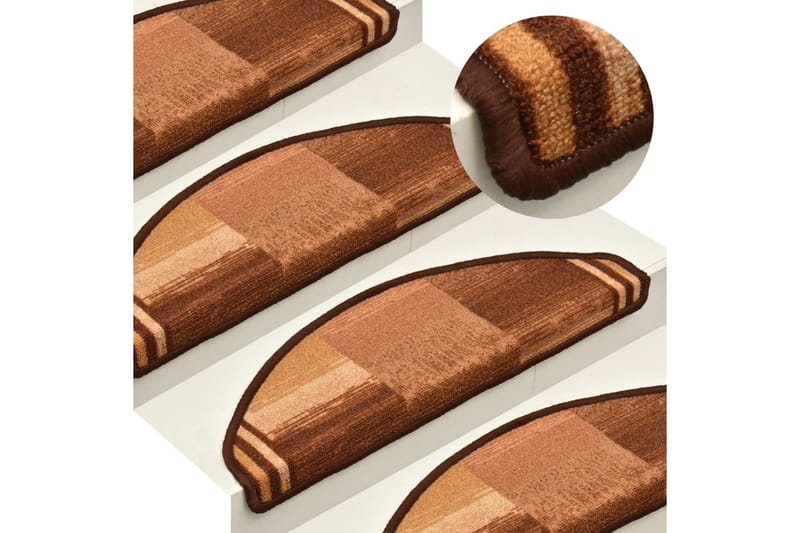 Trappstegsmattor självhäftande 15 st brun 65x21x4 cm - Brun - Textil & mattor - Matta - Specialmatta - Trappstegsmatta