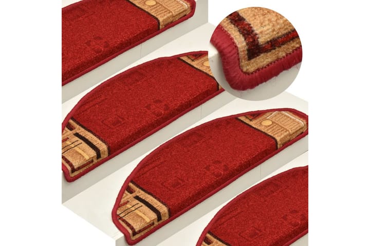Trappstegsmattor självhäftande 15 st röd 65x21x4 cm - Röd - Textil & mattor - Matta - Specialmatta - Trappstegsmattor