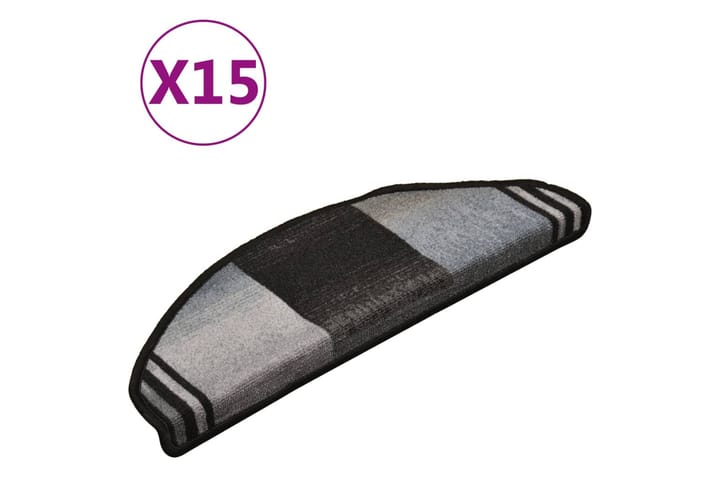 Trappstegsmattor självhäftande 15 st svart och grå 65x21x4 c - Flerfärgad - Textil & mattor - Matta - Specialmatta - Trappstegsmattor
