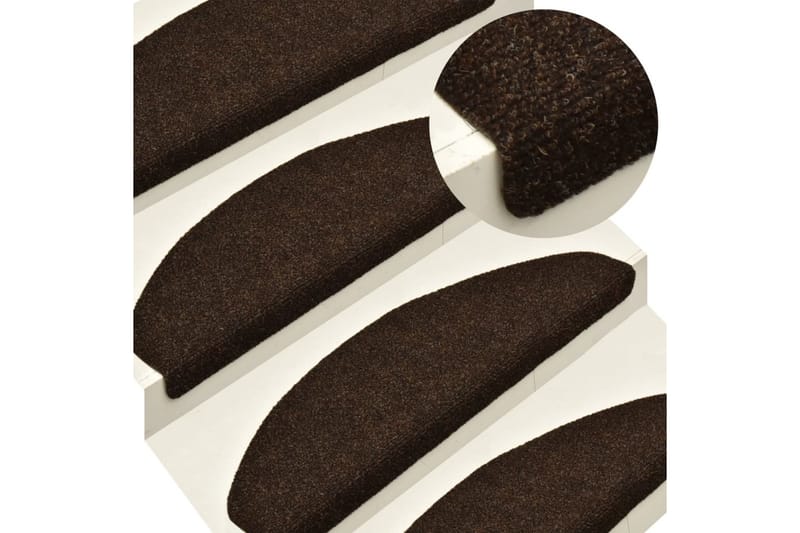 Trappstegsmattor självhäftande 5 st brun 56x17x3 cm brodyr - Brun - Textil & mattor - Matta - Specialmatta - Trappstegsmatta