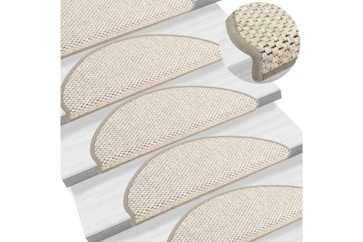 Trappstegsmattor självhäftande sisal 15 st 65x25 cm beige - Beige - Textil & mattor - Matta - Specialmatta - Trappstegsmattor