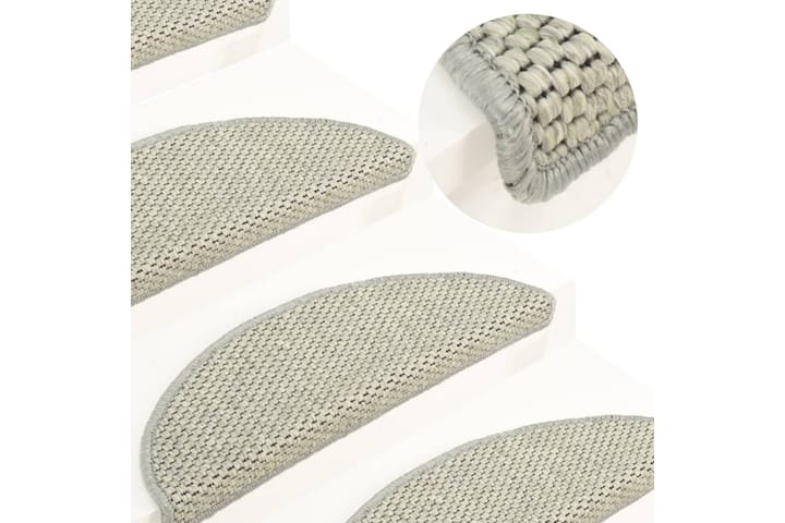Trappstegsmattor självhäftande sisallook 15 st 56x20 cm grå - Grå - Textil & mattor - Matta - Specialmatta - Trappstegsmatta