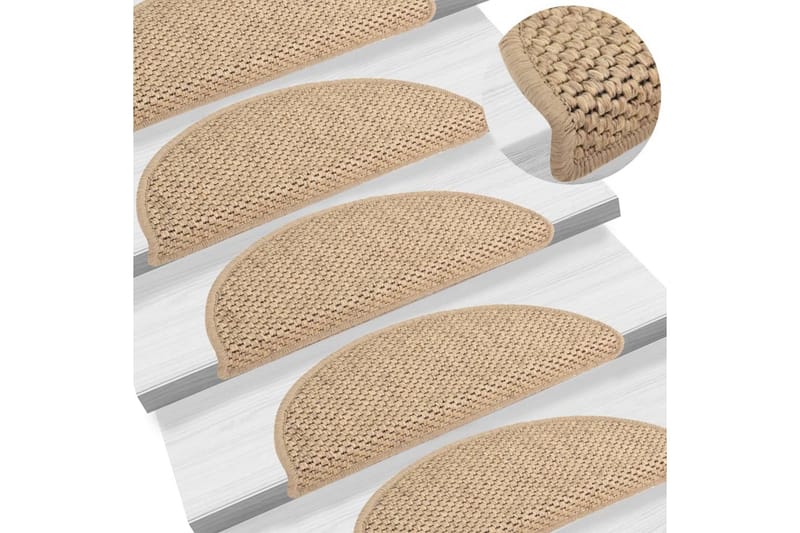 Trappstegsmattor självhäftande sisallook 15 st 56x20 cm sand - Beige - Textil & mattor - Matta - Specialmatta - Trappstegsmatta