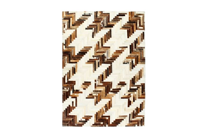 Matta lapptäcke äkta läder 160x230 cm brun/vit - Brun - Textil & mattor - Matta - Orientalisk matta - Patchwork-matta
