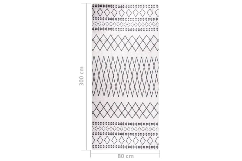 Matta tvättbar 80x300 cm svart och vit halkfri - Flerfärgad - Textil & mattor - Matta - Utomhusmatta - Plastmatta