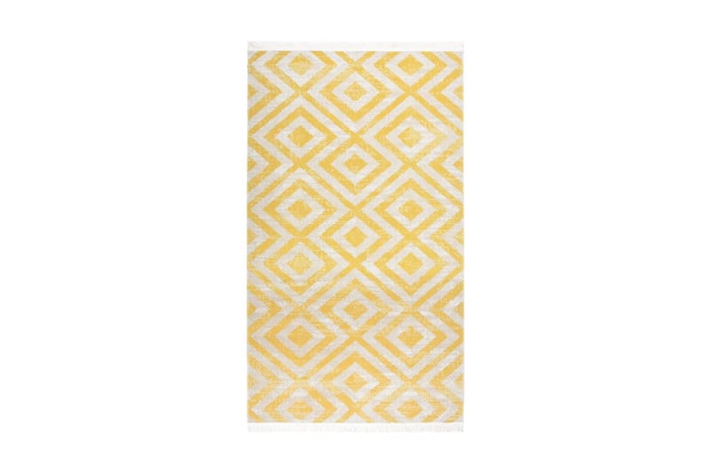 Utomhusmatta plattvävd 115x170 cm gul och beige - Gul - Textil & mattor - Matta - Utomhusmatta - Plastmatta